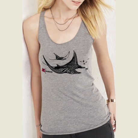 (New) Tee-shirt moulant Femme Le Requin Tatoo (Impression Poitrine)