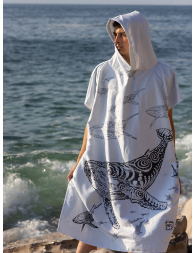 Poncho Microfibre Grand Modèle Les Baleines